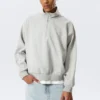Lässiges Sweatshirt mit halbem Reißverschluss – Grau Lässiges Sweatshirt mit halbem Reißverschluss – Grau