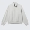 Lässiges Sweatshirt mit halbem Reißverschluss – Grau Lässiges Sweatshirt mit halbem Reißverschluss – Grau