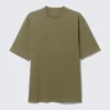 Lässiges T-Shirt mit Rundhalsausschnitt – Dunkelgrün Lässiges T-Shirt mit Rundhalsausschnitt – Dunkelgrün