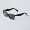 Markante rechteckige Sonnenbrille – Schwarz – Schwarze Gläser Markante rechteckige Sonnenbrille – Schwarz – Schwarze Gläser