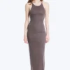 Maxikleid aus Jersey mit Racerback – Dusty Plum