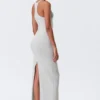 Maxikleid aus Jersey mit Racerback – Grau meliert Maxikleid aus Jersey mit Racerback – Grau meliert
