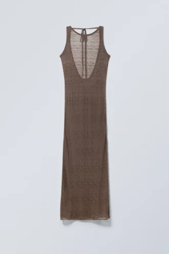 Maxikleid aus Strick mit offenem Rücken – Dark Mole