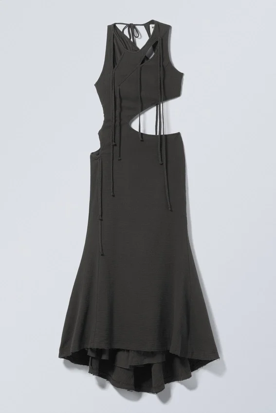 Maxikleid mit geflochtenen Cut-outs – Dunkelgrau Maxikleid mit geflochtenen Cut-outs – Dunkelgrau