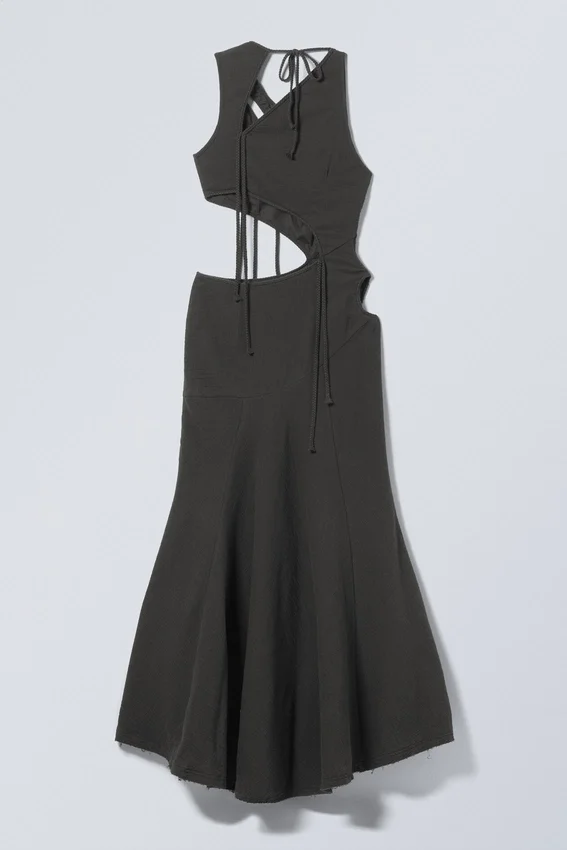 Maxikleid mit geflochtenen Cut-outs – Dunkelgrau Maxikleid mit geflochtenen Cut-outs – Dunkelgrau
