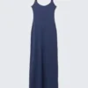 Maxikleid mit glatten Trägern – Dunkelblau Maxikleid mit glatten Trägern – Dunkelblau