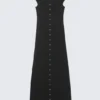 Maxikleid mit Lochmuster und kurzen Shorts – Schwarz Maxikleid mit Lochmuster und kurzen Shorts – Schwarz