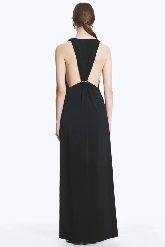 Maxikleid mit Raffungen – Schwarz Maxikleid mit Raffungen – Schwarz