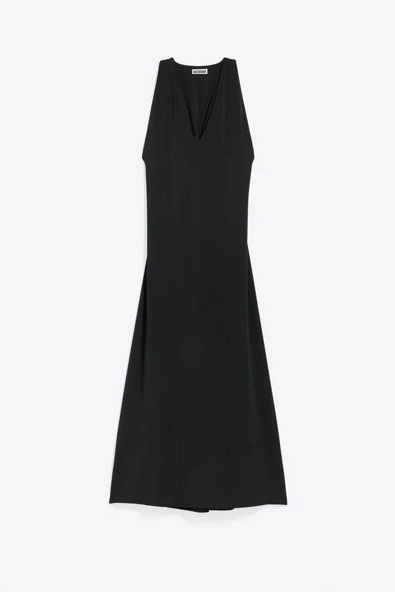 Maxikleid mit Raffungen – Schwarz Maxikleid mit Raffungen – Schwarz