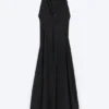 Maxikleid mit Raffungen – Schwarz Maxikleid mit Raffungen – Schwarz