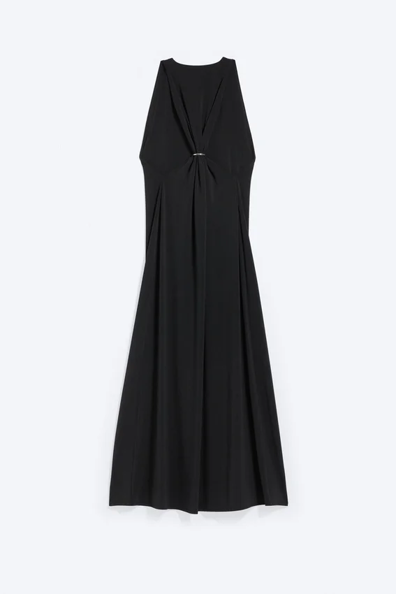 Maxikleid mit Raffungen – Schwarz Maxikleid mit Raffungen – Schwarz
