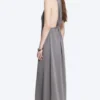 Maxikleid mit Raffungen – Staubgrau Maxikleid mit Raffungen – Staubgrau