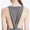 Maxikleid mit Raffungen – Staubgrau Maxikleid mit Raffungen – Staubgrau