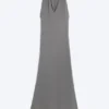 Maxikleid mit Raffungen – Staubgrau Maxikleid mit Raffungen – Staubgrau