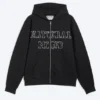 Mechatok Kapuzenpullover mit Reißverschluss und Stickerei – Schwarz