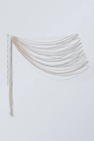 Mehrlagige Bauchkette mit Perlen – Silber/Perle