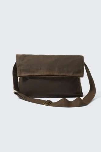 Messenger-Tasche aus gewachstem Baumwoll-Canvas – Dunkelbraun