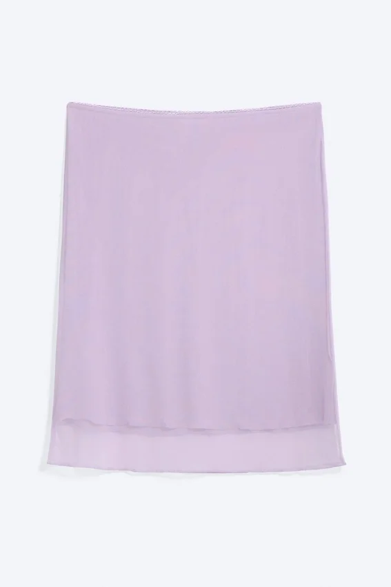 Midi-Rock aus mehrlagigem Mesh – Hellviolett Midi-Rock aus mehrlagigem Mesh – Hellviolett
