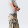 Midi-Rock mit niedriger Leibhöhe im Meerjungfrauen-Stil – Beige – Schlangenhautmuster Midi-Rock mit niedriger Leibhöhe im Meerjungfrauen-Stil – Beige – Schlangenhautmuster