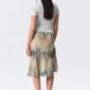 Midi-Rock mit niedriger Leibhöhe im Meerjungfrauen-Stil – Beige – Schlangenhautmuster Midi-Rock mit niedriger Leibhöhe im Meerjungfrauen-Stil – Beige – Schlangenhautmuster