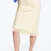 Midirock aus Satin-Spitze – Hellstaubbeige