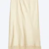 Midirock aus Satin-Spitze – Hellstaubbeige