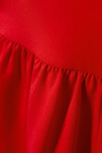 Mini-Ballon-T-Shirt-Kleid – Rot