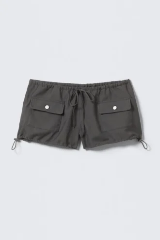 Mini-Cargo-Shorts mit Kordelzug – Dunkelgrau meliert