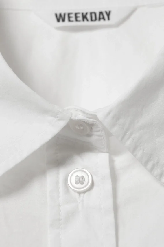 Mini-Kleid aus Baumwollpopeline – Weiß Mini-Kleid aus Baumwollpopeline – Weiß