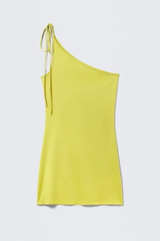 Mini-Kleid mit asymmetrischem Bindeband – Leuchtend Gelb