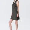 Mini-Kleid mit Jacquard-Halterausschnitt und Wasserfallkragen – Dunkelgrau