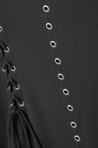 Mini-Kleid mit Schnürung und Lochmuster – Dunkelgrau