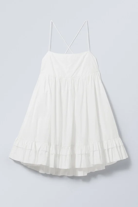 Mini-Popeline-Trägerkleid – Weiß Mini-Popeline-Trägerkleid – Weiß