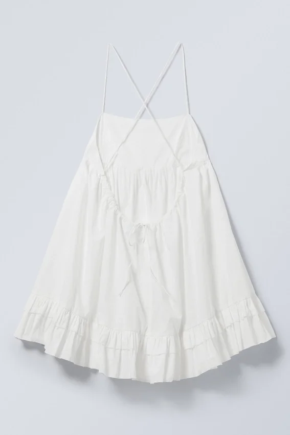 Mini-Popeline-Trägerkleid – Weiß Mini-Popeline-Trägerkleid – Weiß