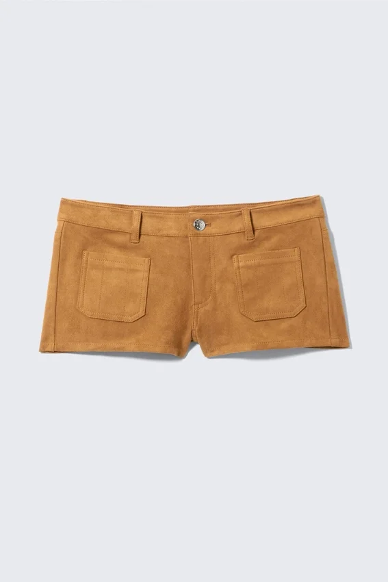 Mini-Shorts aus Kunstwildleder – Braun Mini-Shorts aus Kunstwildleder – Braun