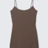 Mini-Slipkleid mit Trägern – Dunkelbraun