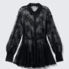 Mini-Spitzen-Hemd-Kleid – Schwarz Mini-Spitzen-Hemd-Kleid – Schwarz