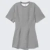 Mini-T-Shirt-Kleid mit Nieten – Grau meliert – Nieten