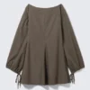Minikleid aus Baumwollpopeline mit Bindedetails – Dark Mole Minikleid aus Baumwollpopeline mit Bindedetails – Dark Mole