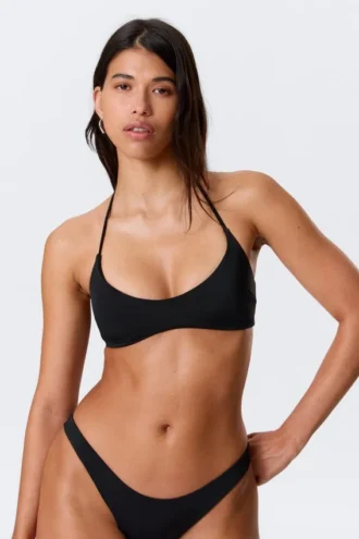 Minimalistisches Neckholder-Bikini-Oberteil – Schwarz