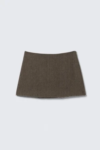Minirock aus Twill – Dark Mole Herringbone