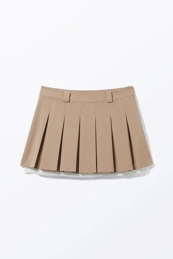 Minirock mit Falten – Dusty Beige Minirock mit Falten – Dusty Beige