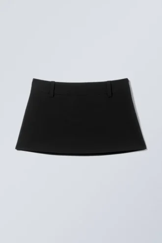 Minirock mit niedriger Taille – Schwarz