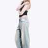 Missy Low Rise Loose Straight Jeans – Broken Blue – Hellblau
