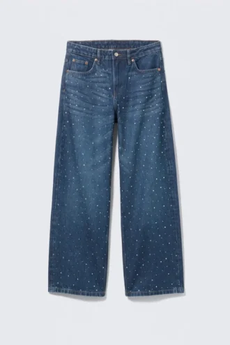 Missy Verzierte Low-Rise-Jeans mit geradem Bein – Verziert Blau – Dunkelblau Missy Verzierte Low-Rise-Jeans mit geradem Bein – Verziert Blau – Dunkelblau