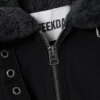 Mit Fell gefütterte Canvas-Jacke – Schwarz Mit Fell gefütterte Canvas-Jacke – Schwarz