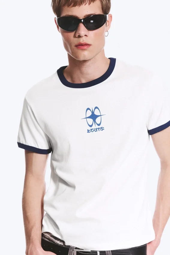 Mit Print-T-Shirt – Weiß – Beats-Print Mit Print-T-Shirt – Weiß – Beats-Print