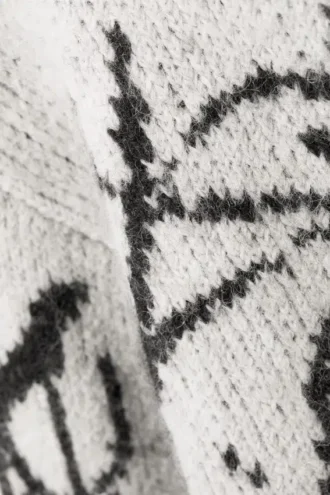 Mit Print verzierter Strickpullover aus Wollmischung – Weiß – Schwarzes Muster