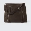 Mittlere Schultertasche mit Reißverschluss – Dark Mole Mittlere Schultertasche mit Reißverschluss – Dark Mole