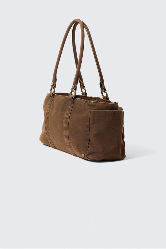 Mittlere Umhängetasche mit Taschen – Dunkelkhaki Mittlere Umhängetasche mit Taschen – Dunkelkhaki